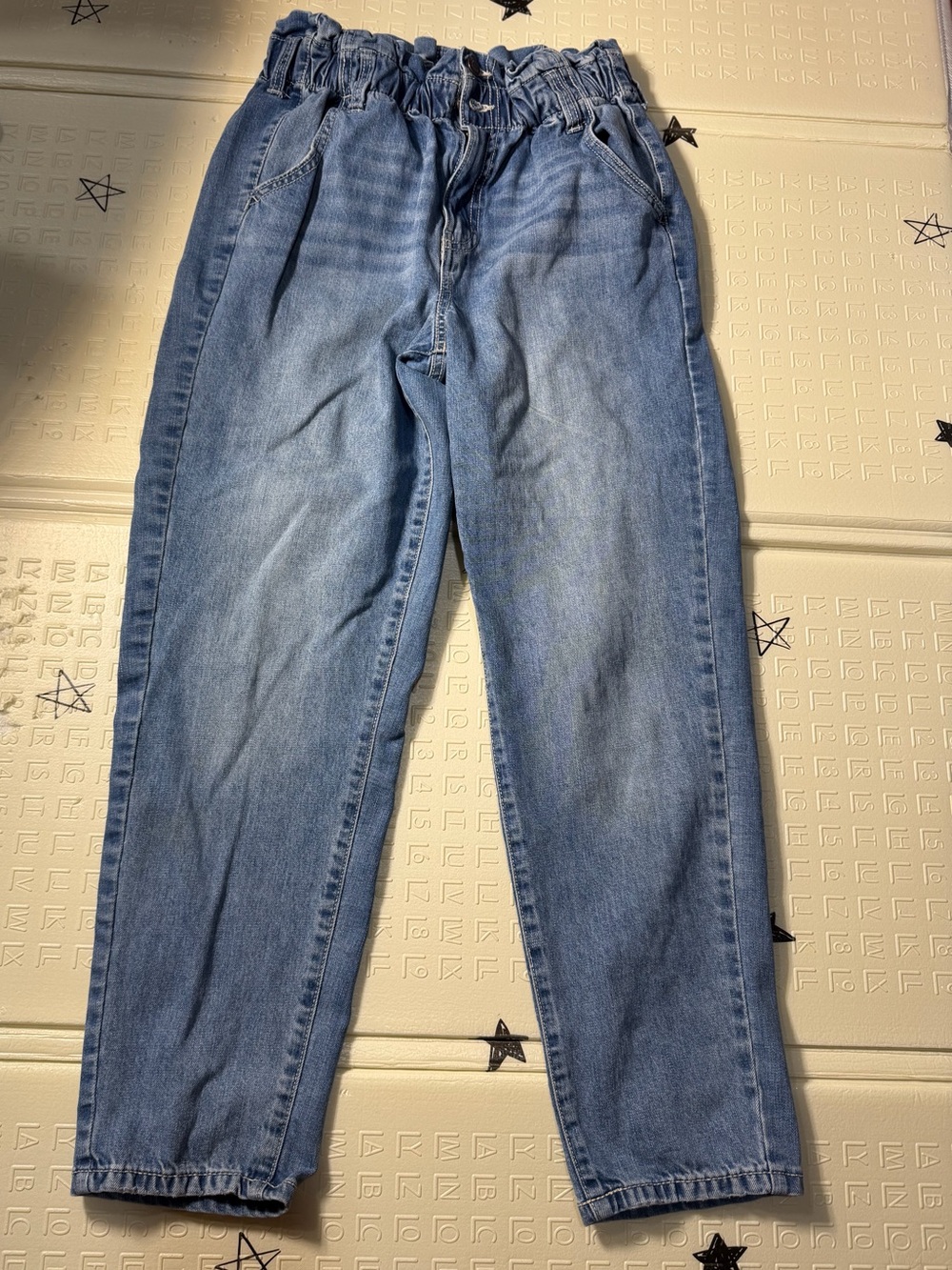 Light Blue Elastic Waist Denim Jeans